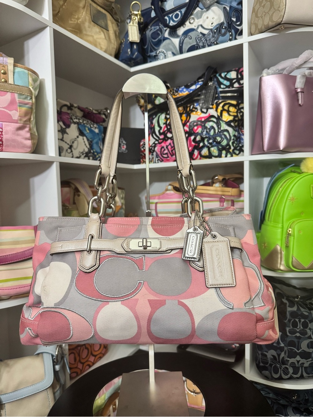 Coach Chelsea Jayden Pink Scarf Print Shoulder Bag